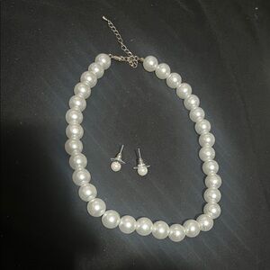 Unique Vintage Pearl Necklace and Earring Set
